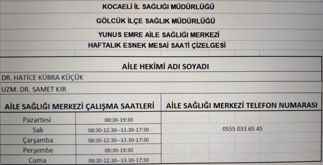 Çalışma Saatlerimiz